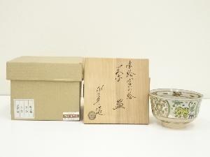 京焼　橋本永豊造　乾山写赤絵寅の絵茶碗（共箱）